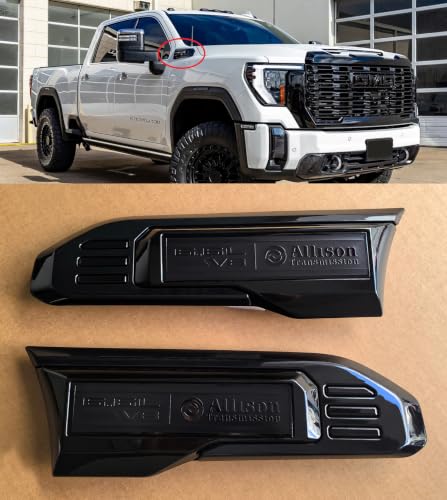 Image of 2pack OEM 2024+ 6.6L V8 Allison Vent 3D Emblem Replacement for Sierra 2500HD 3500HD 86790678 (Gloss Black)
