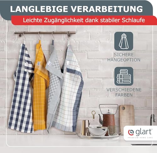Glart 48KV1 Geschirrtücher Set – 5 Stück à 50x70 cm – 100 % Baumwolle – 300 GSM – Oeko-TEX Zertifiziert – Lila kariert – Küchenhandtücher spülmaschinenfest