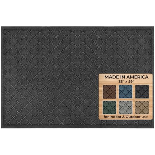 WaterHog Heavy Duty Doorway Mat, 3' x 5', Made in USA, Durable & Skid-Resistant Entryway Mat, Water-Trapping, Indoor/Outdoor Decorative Floor Covering, Cordova Collection, Charcoal