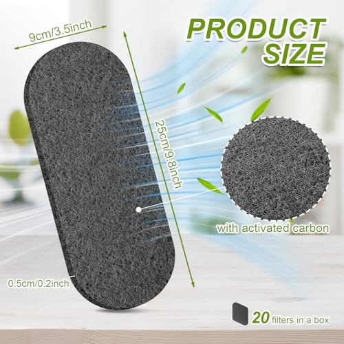 Image of Tuanse 20 Pack Ceiling Fan Filters for Blades, Activated Coconut Activated Zeolite Ceiling Fan Air Filter, Stick Air Filter Purifiers for Common Household Contaminants (Light Gray)