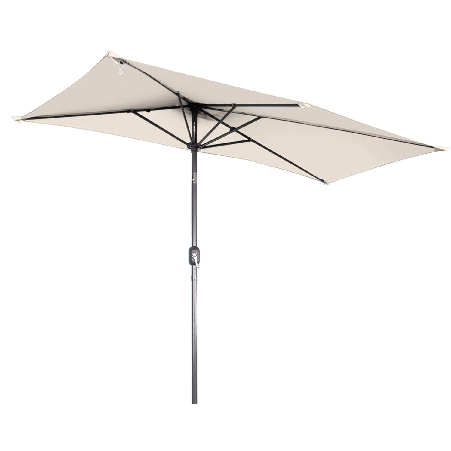 Angel Living 2.5 x 1.3 m Semi Sombrilla de Jardín Cuadrado de Acero y Poliéster, Parasol Inclinado con Manivela, Sombrilla con Mástil Acero 38mm, para Balcón Terraza Patio Jardin