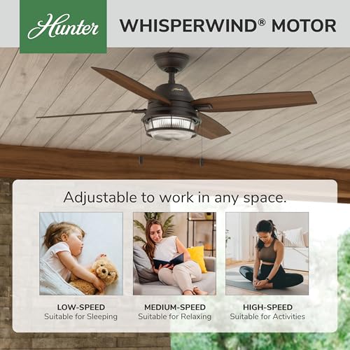 Image of Hunter Ocala, Outdoor or Indoor, Ceiling Fan, Rustic, 52 inch, Noble Bronze