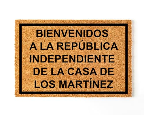 NANNUK - Felpudo Personalizado Fibra de Coco República | Medida 70 x 40 cm | Base Antideslizante | Felpudo Original Entrada de Casa (Republica)