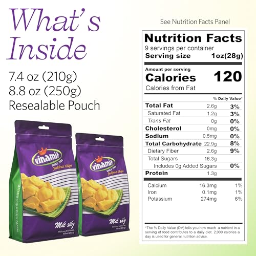 image for Vinamit Ripened Jackfruit Chips, Unsweetened Crunchy Jackfruit, 8.8 oz