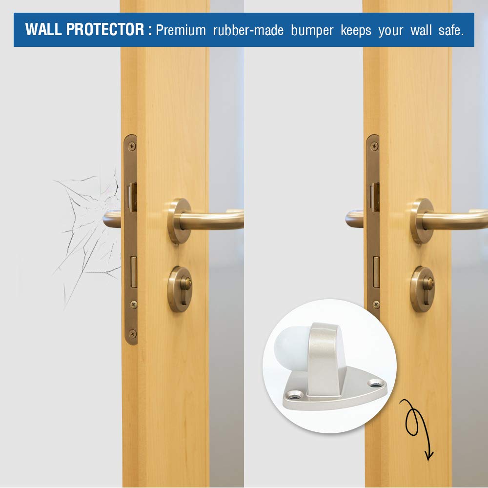 Tapón para puerta de piso con almohadilla de goma, 15 unidades, acero inoxidable para proteger la pared