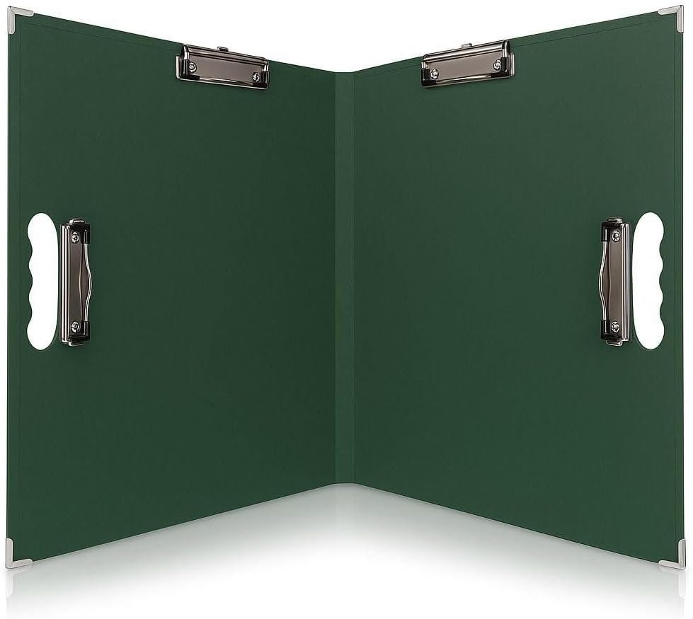 18x24 Clipboard - Foldable 18x24 File Folder & Drawing Board - Folds to 11x17 Clipboard, 4 Clips, Corner Protectors, Portable Art Portfolio, Architecture Folder, 11x17 Binder, Portfolio Binder (Green)