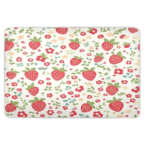 BOESI Doodle Strawberry and Flower Pattern Waterproof Pads for Bedwetting and Incontinence, Reusable Pads, Reusable Diaper Pads for Bed, Sofa, Travel