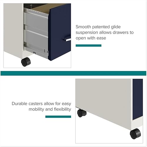 Vista 38 de UrbanPro Archivador vertical móvil de metal moderno inteligente de 18" con 2 cajones en blanco Blanco perla