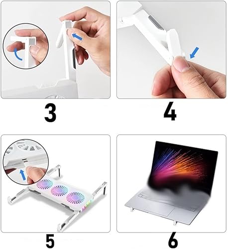 Miniatura 5 de DANN - Soporte de refrigeración portátil para laptop, ventilador de refrigeración plegable, para tabletas, PC y juegos