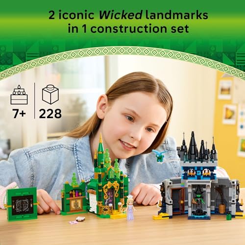 LEGO Wicked Emerald City & Kiamo Ko Castle Building Toy - Elphaba & Glinda Toy Figures, 2 Buildable Playsets, & Flying Monkey Minifigure for Kids, Ages 9+ - Wicked Merch Gift for Girls & Boys - 75689 - image 2