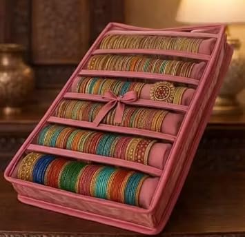 6 ROLL satin bangle box,vanity box,jewellery box,makeup storage vanity box(Pink)