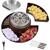 Elektrischer Schokoladenfondue-Hersteller, 5-teiliges Set für Marshmallows und Früchte, 30 cm Antihaftplatte, einstellbare Temperatur, perfekt für Geburtstage, Partys, Filmabende