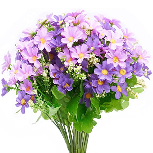 Rcbmn Floweralla Lot de 6 marguerites artificielles en soie pour intérieur ou extérieur Violet Cover