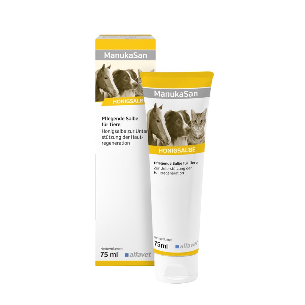 Alfavet ManukaSan | 75 ml | Pflegende Salbe für Hunde, Katzen & Kleintiere | Mit Manuka Honig