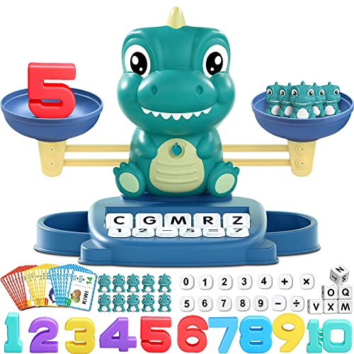 Image of Kaodezhu Dinosaur Math Balance Toys, Montessori Toys for 3 Years Old Kids | Matching Letter, Learning and Educational Toys for Boys Girls - Birthday Gifts for 4 5 6 7 Year Old