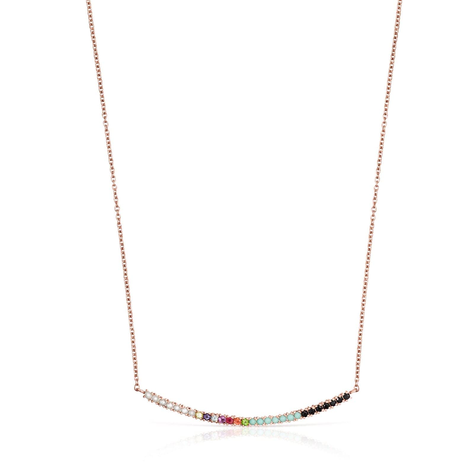 TOUS Collar con baño de Oro Rosa 18 KT sobre Plata y Gemas Straight