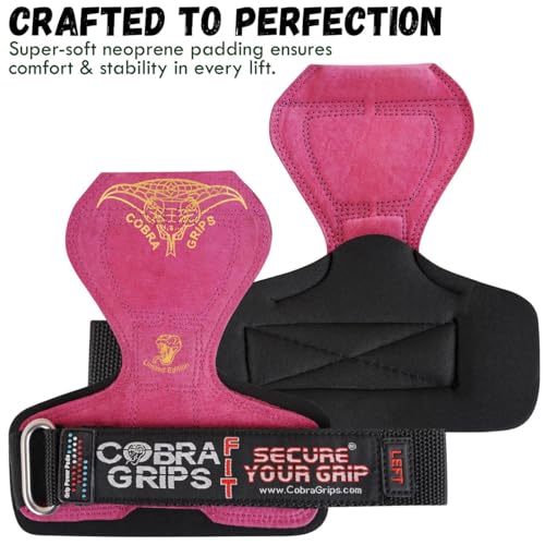 Image of Cobra Grips Weight Lifting Gloves with Adjustable Neoprene Padded Wrist Wraps - Heavy Duty Alternative to Power Lifting Hooks for Deadlifts