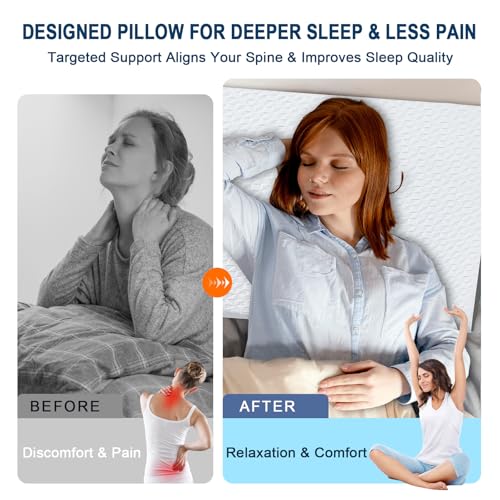 Image of Wedge Pillow for Sleeping, 10 inch Memory Foam Bed Wedge with Dual Layer Foam