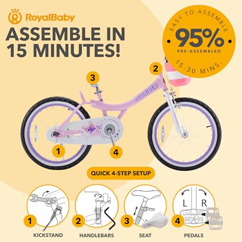 Image of Royalbaby Princess Girls Kids Bike 12 14 16 18 20 Inch Children Bicycle with Basket for Age 3-12 Years