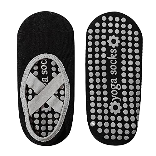 Yoga Socks For Women,Non Slip Socks,Slipper Socks,Dance Socks For Yoga,Pilates,Ballet,Dance,Sport 1 Pair (Black) #TOP1