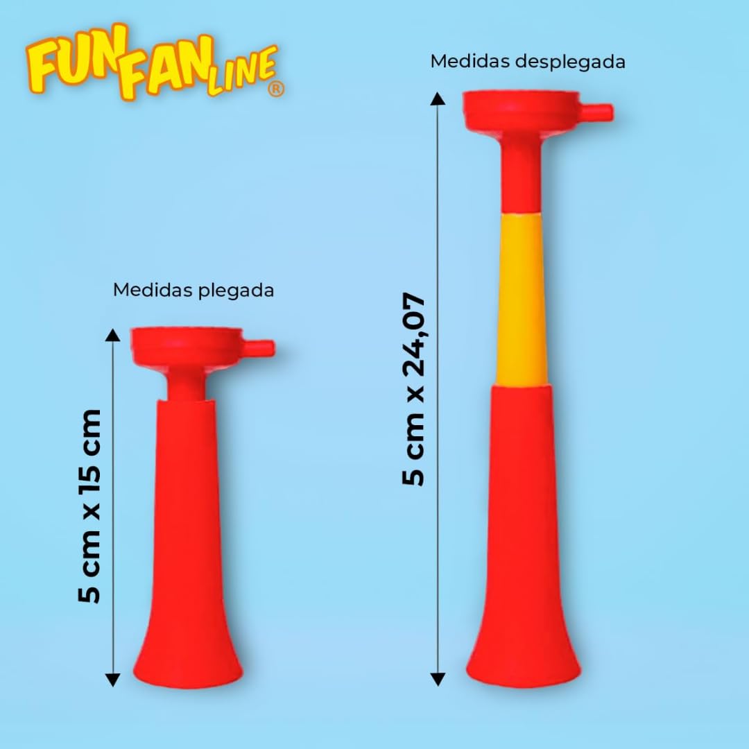 Confezione da 3 trombe in plastica Vuvuzela. Accessorio per Il Calcio e Le celebrazioni Sportive. Segnalatore Acustico per l'animazione.