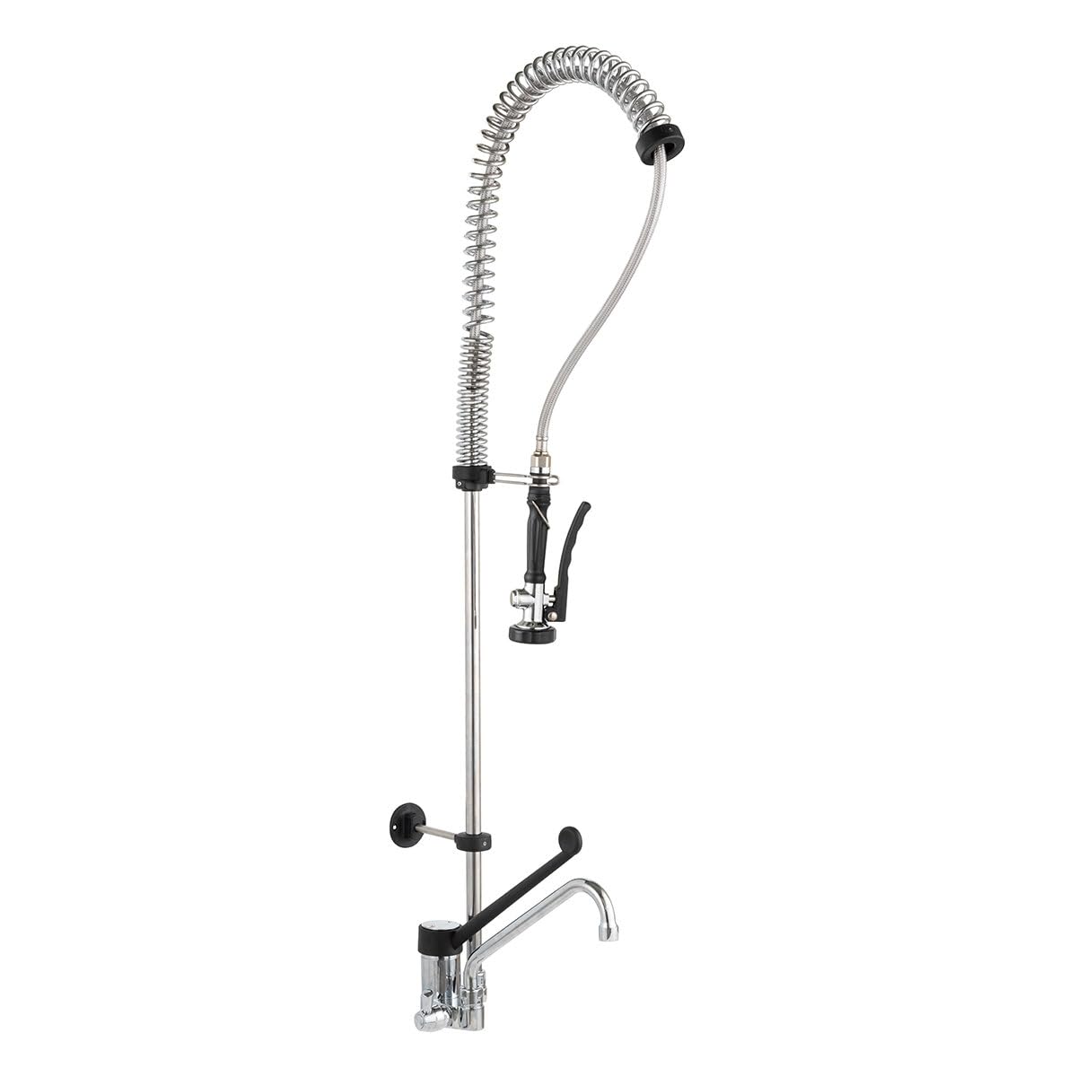 GastroHero Einloch Geschirrwaschbrause Profi 200 mit Mischbatterie Schwenkhahn 400 mm Gastro Spülbrause Federbrause für Gewerbespüle Gastronomie Spültischarmatur