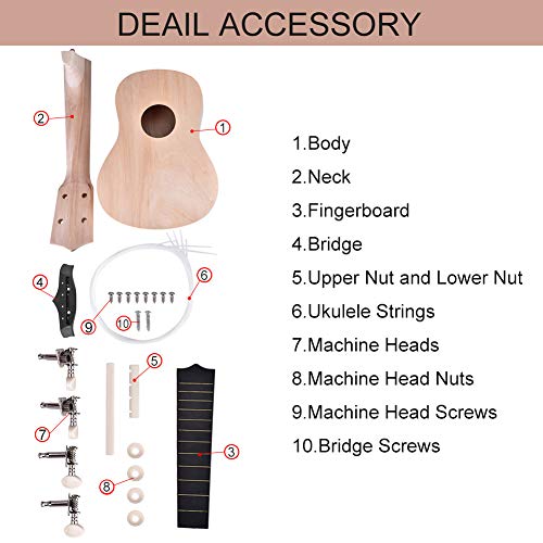 DIY Kit d’Ukulélé, 21 Pouces 4 Cordes Hawaïen Ukulélé Fait à la Main - Les Beatles, Paul McCartney, John Lennon, RIngo Starr, George Harrison DIY Kit d'Ukulélé, 21 Pouces 4 Cordes Hawaïen Ukulélé Fait à la Main – Image 4