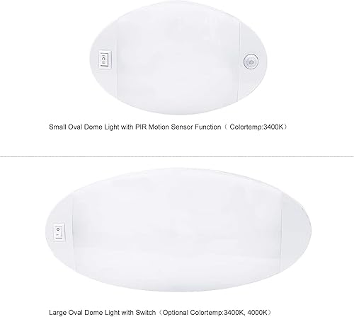 Miniatura 6 de Facon DDS01-608-CW - Luz de cúpula LED de 12 V, longitud 9-14 pulgadas, DDS01-608-CW, luz ovalada grande para panqueques, luz de techo interior de