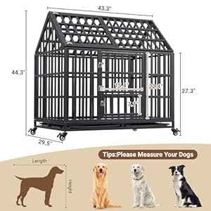 Heavy-Duty-Dog-Kennel-Escape-Proof-Dog-Crate-for-LargeMedium-Dogs-43-Inch-Indestructible-Dog-Crate-with-Trays-Feeding-Door-High-Anxiety-Dog-Crate-Dog-Kennel-Indoor-with-Lockable-Wheels - Cucciolini Doodles   Heavy-Duty-Dog-Kennel-Escape-Proof-Dog-Crate-for-LargeMedium-Dogs-43-Inch-Indestructible-Dog-Crate-with-Trays-Feeding-Door-High-Anxiety-Dog-Crate-Dog-Kennel-Indoor-with-Lockable-Wheels
