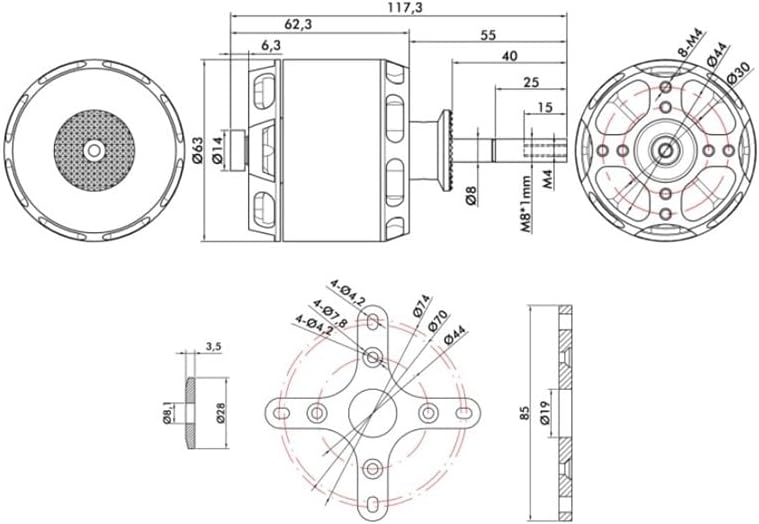 AT5330A 25 30CC Fixed Wing Aircraft Shaft Motor KV220 Brushless Motor FIT For UAV Fixed Wing Larger Airplanes