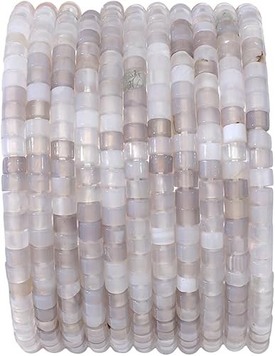 Cuentas cilíndricas cortas de ágata gris natural de 0.079 x 0.118 in, 155 cuentas sueltas de tubo semipiedras preciosas para diseño de joyería