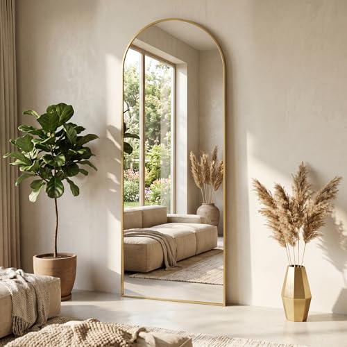 Image of 70 inchx27 inch Floor Mirror Full Length, Arched Full Length Mirror with Stand, Large Full Body Mirrors for Bedroom Living Room or Cloakroom Gold