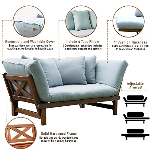 Cambridge Casual West Lake Convertible Sofa Daybed, Natural Brown/Blue Spruce #TOP2