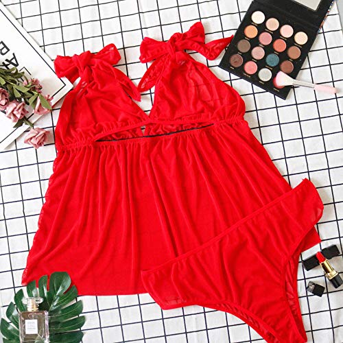 Sexy Lingerie Dameslingerie Vrouwen Plus Size Sexy Lingerie Nachthemd Beha Kanten Rok Diepe V Transparante Strik Bandjes Erotische Dames - Image 3