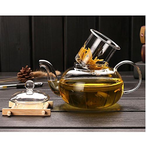 800ML Borosilicate Glass Teapot, Teapot With Glass Infuser, Tea Pot Can be Used On Stovetop (800ml/27oz)