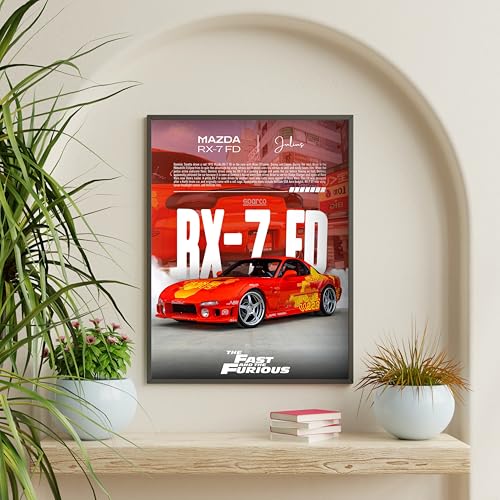 Image of Posternet MAZDA RX-7 FD Wall Poster Frames | 12x18 inch | Fast and Furious Themed JDM Cars | Hanging Wall Artwork Frames for Living Room, Bedroom, Office and Etc