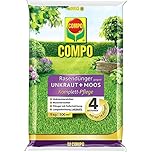 Rasendünger gegen Unkraut + Moos Komplett-Pflege Rasendünger mit Unkrautvernichter, Moosvernichter, 3 Monate Langzeitwirkung 9 kg, für 300m²