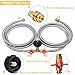 Propane Y Splitter Hose 2 Way Stainless Steel Braided Y Splitter CGA Propane Tank Converter Adapter Hose 5 FT Propane Hose Adapter 1lb to 20lb for QCC1/Type1 20lbs Tank, Camping Stove,Gas Grill,Heater