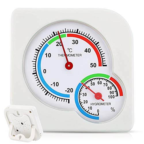 FOXNSK Mini Indoor Thermometer, Hygrometer Temperature Humidity Monitor Gauge No Battery Needed for Home Room Kitchen Patio Planting Room Reptile Terrariums Incubator