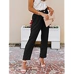 NIMIN Womens Casual Pants High Waisted Work Pants Elastic Cropped Dress Paper Bag Pants with Pockets - Image 2