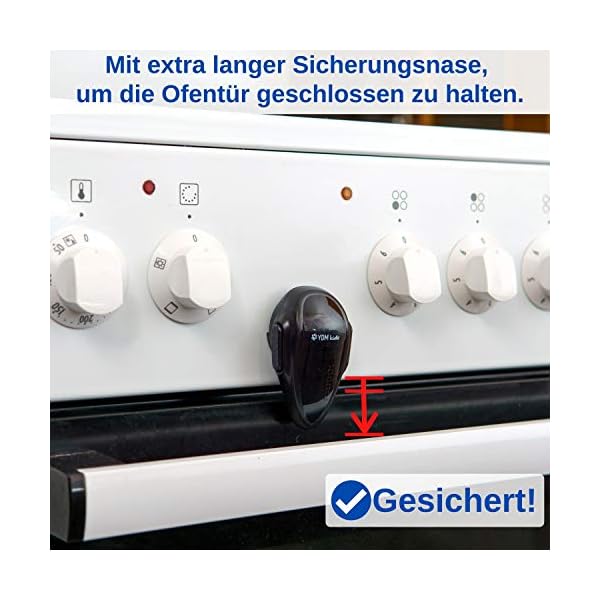 Backofentür Kindersicherung, 1 Stk, in Schwarz, mit Hitze-resistentem Kleber, Doppel-Druck-Knopf, Rückstands-los… – Bild 5