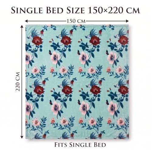 Image of VAS COLLECTIONS 280 GSM Flannel Blanket for Single Bed, Ultra Soft Plush Fleece Blanket, Warm & Cozy Winter Blanket, Breathable AC Blanket, for Home & Travel, 220 x 150 cm - Seafoam Green