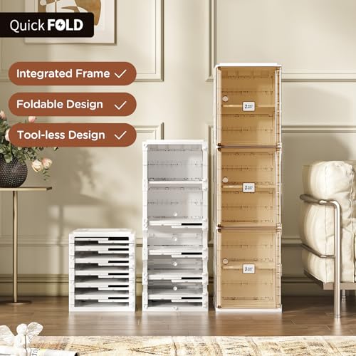 Image of ANTBOX Shoe Organizer Storage Box, Portable Folding Shoe Rack for Closet with Magnetic Clear Door,Large Sneaker Cabinet Bins Sturdy Easy Assembly 6 Layers-6 Grids