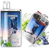 電子タバコ 使い捨て VAPE 【70000回吸引可能 １本でダブルフレーバー】 充電式 ベイプ 2in1 シーシャ ニコチンなし タールなし LEDディスプレイ搭載 KINGRADA VAPE 持ち運び 電子タバコ 爆煙 1000mAh大容量バッテリー バッテリー残量表示 リキッド残量表示 特製スライド式マウスピースでストレス解消 気分転換 たばこ 禁煙パイポ 水蒸気タバコ 禁煙サポート ビタミン入り (メンソール + マスカット·グレープ·青りんご)