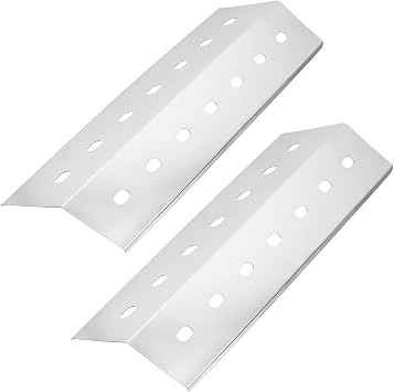 WELL GRILL 2-Pack Stainless Steel Heat Plate, Barbecue Flame Diffuser Tamer for Gas Grill, 41 cm Lx 14 cm W