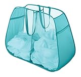 Whitmor  Pop and Fold Double Hamper, Turquoise