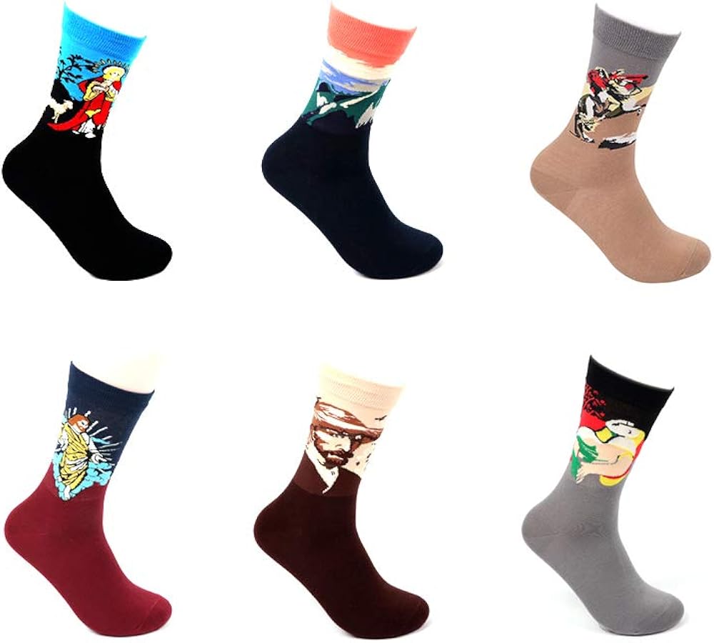 VIGVOG Men's Women's Colorful Art Patterned Casual Crew Socks 5-8 Pack
