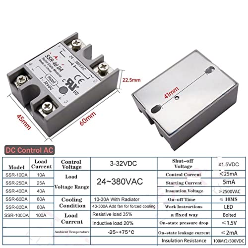 Relé SSR 80A con conmutación silenciosa y entrada DC 3-32V para optimizar hornos PID 3