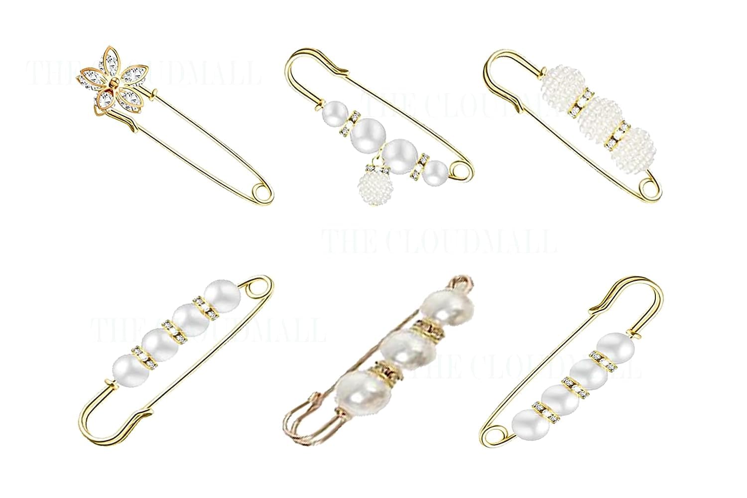 DARKSTICK Pearl Brooch Pins Sweater Shawl Clip Fashion Double Faux Pearl Rhinestones Collar Brooches Decorative Collar Extender Safety Pins for Women Clothing Dress pants skirt waist (6 PCS) (B0CDGHBPTQ) Amazon Price History, Amazon Price Tracker