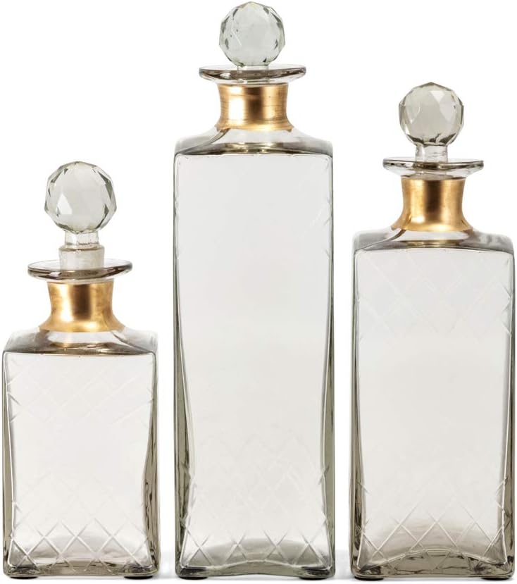 Uр Tо 60% оƒƒ Imax 20028-3 Hampshire Etched Decanters - Set of 3, Assorted, Clear/Bronze